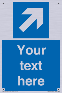 Custom Mandatory directional sign, blue arrow up and right